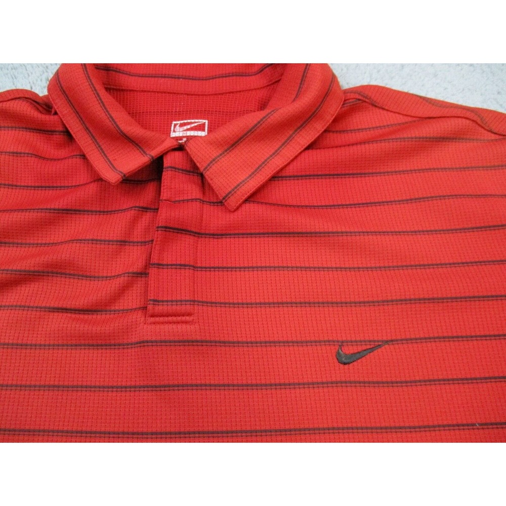 Nike Polo Shirt Mens XL Red Striped Short‎ Sleeve Performance Activewear Golf - Picture 5 of 12